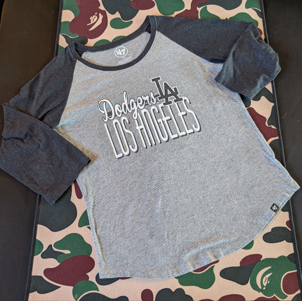 '47 Los Angeles Dodgers Gray Black women's Shirt S MLB Baseball Major League